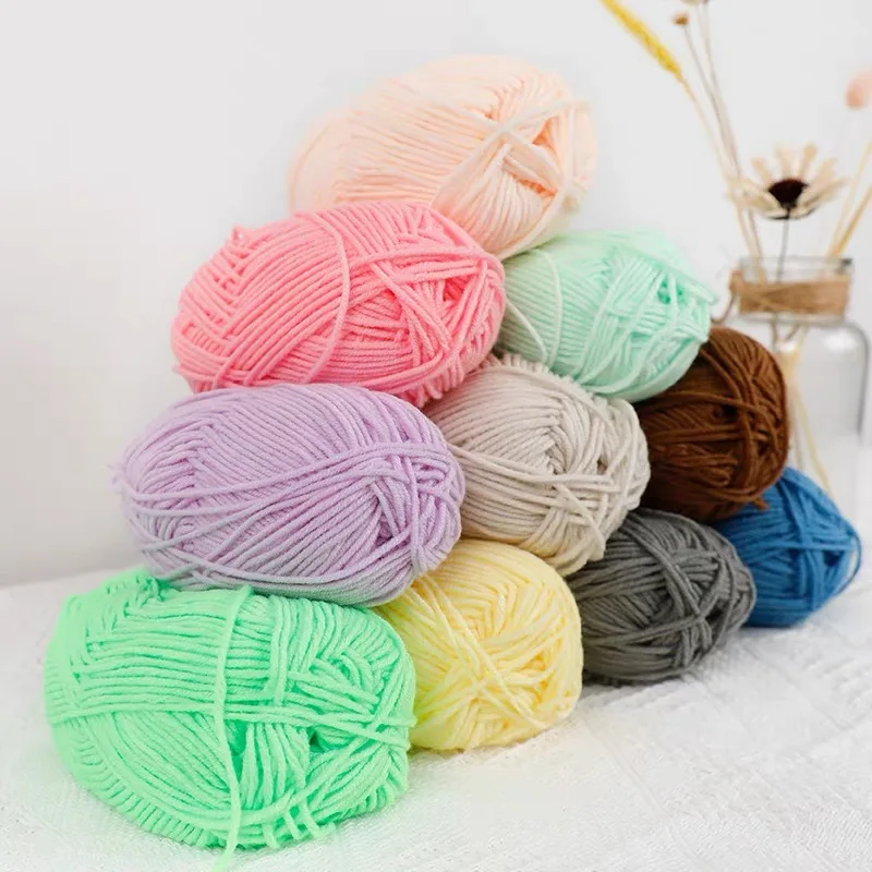 A1-a 50g/Set Soft Milk Cotton Yarn for Crochet Threads for Knitting Wool DIY Craft Sweater Hat Baby Wool Hand Knitting wholesale thumbnail 5