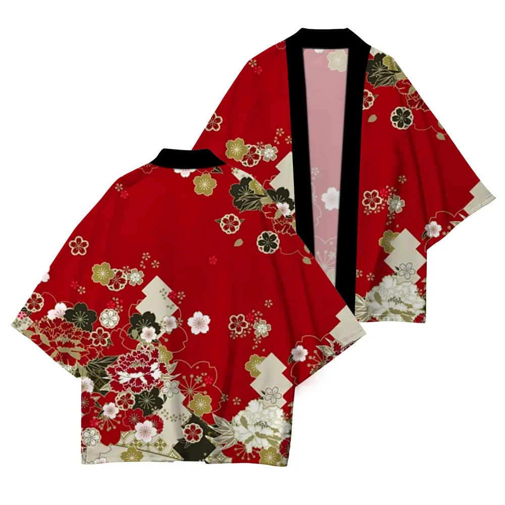 Japanese Traditional Dress Japanese Kimono Cherry Blossom Print Casual Comfort High Quality Kimono Half Sleeve Summer Fashion thumbnail 5