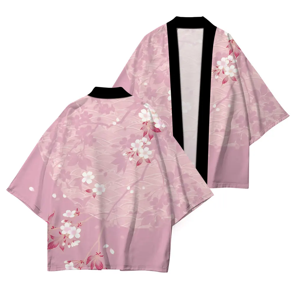 Japanese Traditional Dress Japanese Kimono Cherry Blossom Print Casual Comfort High Quality Kimono Half Sleeve Summer Fashion