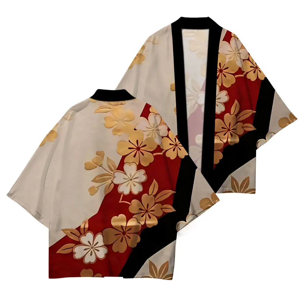 Japanese Traditional Dress Japanese Kimono Cherry Blossom Print Casual Comfort High Quality Kimono Half Sleeve Summer Fashion thumbnail 4
