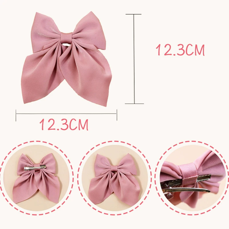 Solid Color Satin Bowknot Hair Clips For Girls Sweet Bow Women Hairpins Butterfly Barrettes Duckbill Clip Kids Hair Accessories thumbnail 6