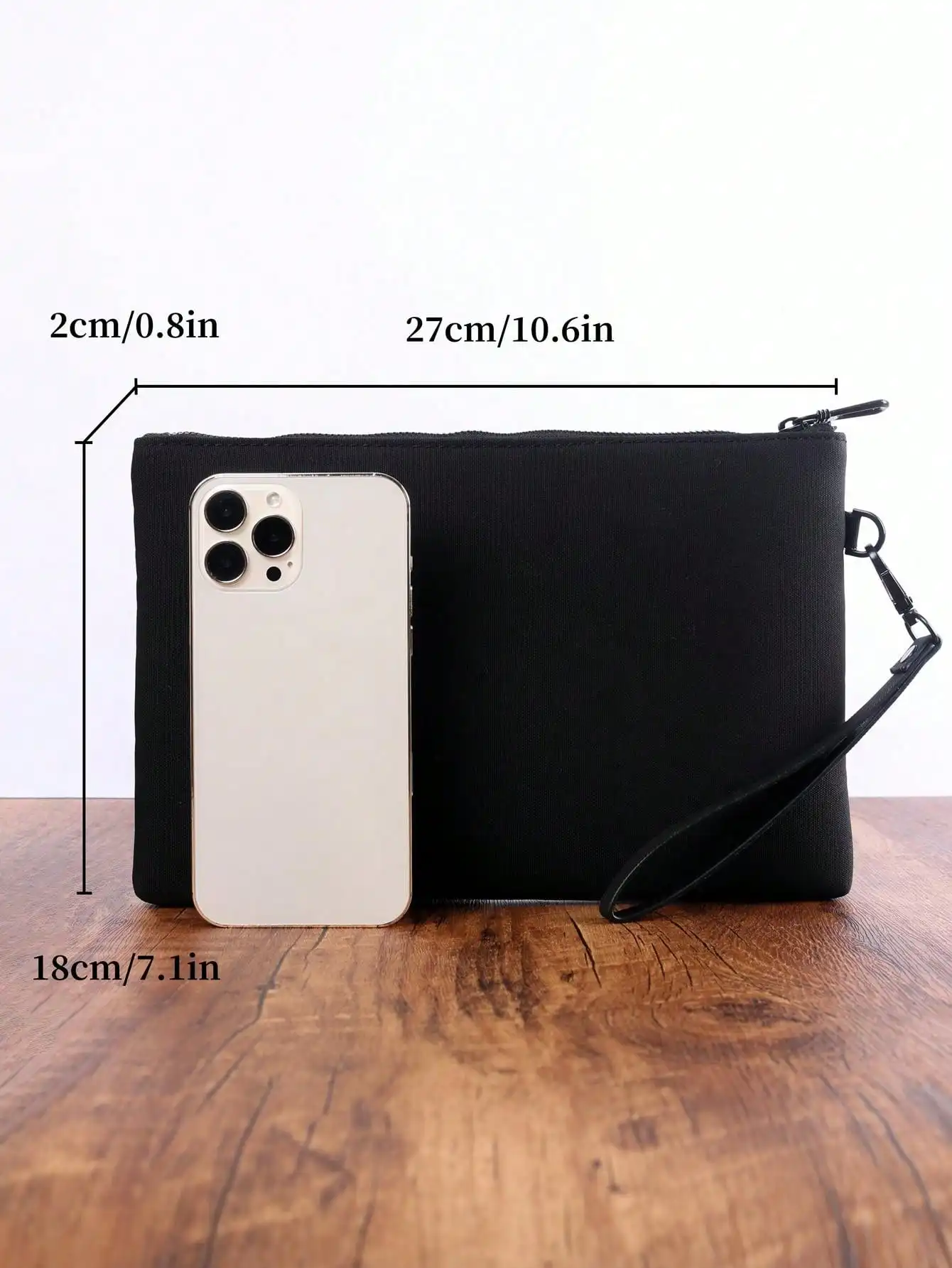 Business Simple Bag Fashion Casual Ultra-Thin Portable Zipper Wristlet Bag Cell Phone Bag Handbag Armpit Bag Men's Clutch Bag thumbnail 2