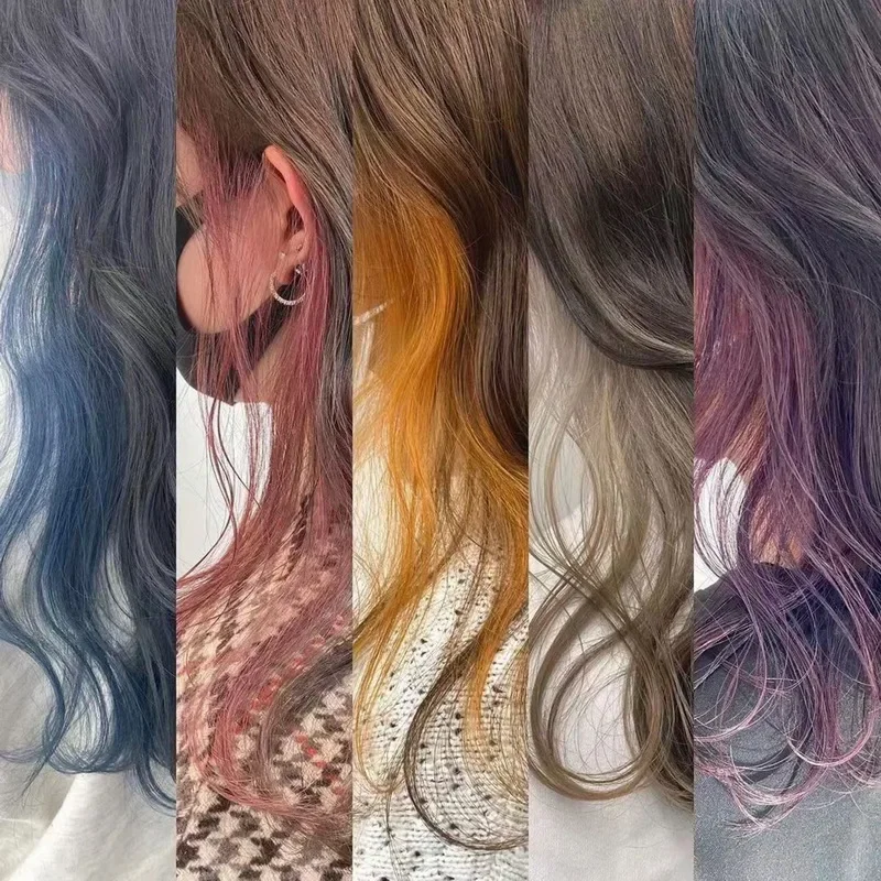 22 Inch Colored Highlight Synthetic Hair Extensions Rainbow Long Straight Hairpieces for Women Kids Girls Purple Pink Blue thumbnail 3