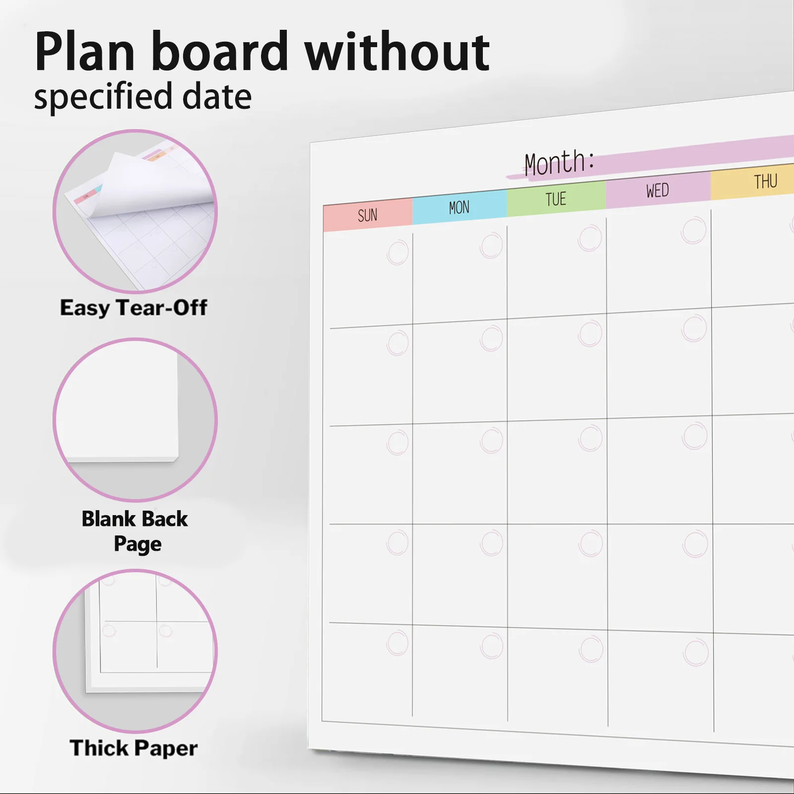 1pc 24-sheet detachable undated monthly plan notepad notebook itinerary planner school supplies teaching supplies thumbnail 5