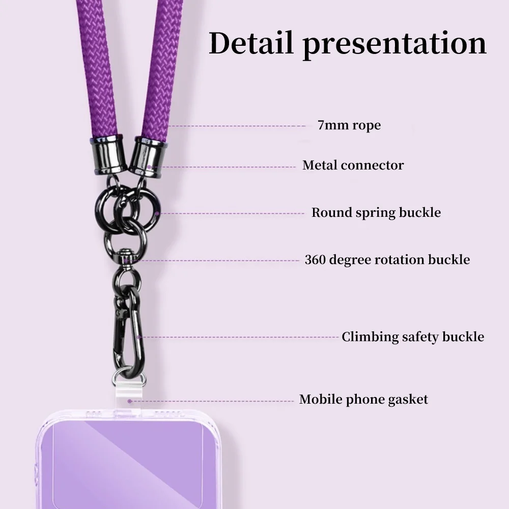 Adjustable Crossbody Phone Lanyard Black and White Universal Multi-functional Lanyard with Classic Black Fixing Card thumbnail 4