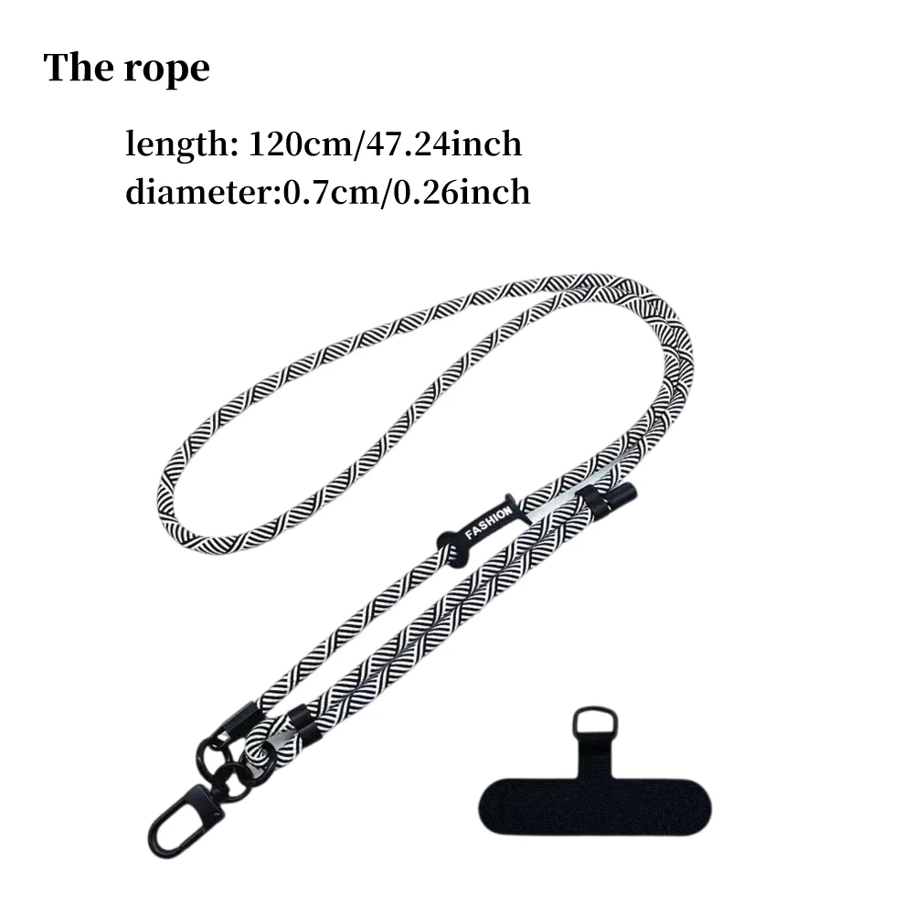 Adjustable Crossbody Phone Lanyard Black and White Universal Multi-functional Lanyard with Classic Black Fixing Card thumbnail 5