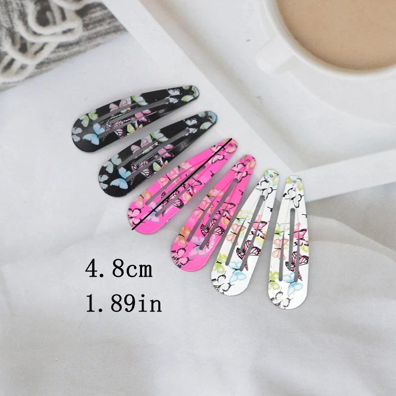 20-100Pcs Cute Colorful Waterdrop Alloy Hairpin Girls Snap Hair Clips For Kids Print Bb Hairgripe Headwear Baby Hair Accessories thumbnail 2