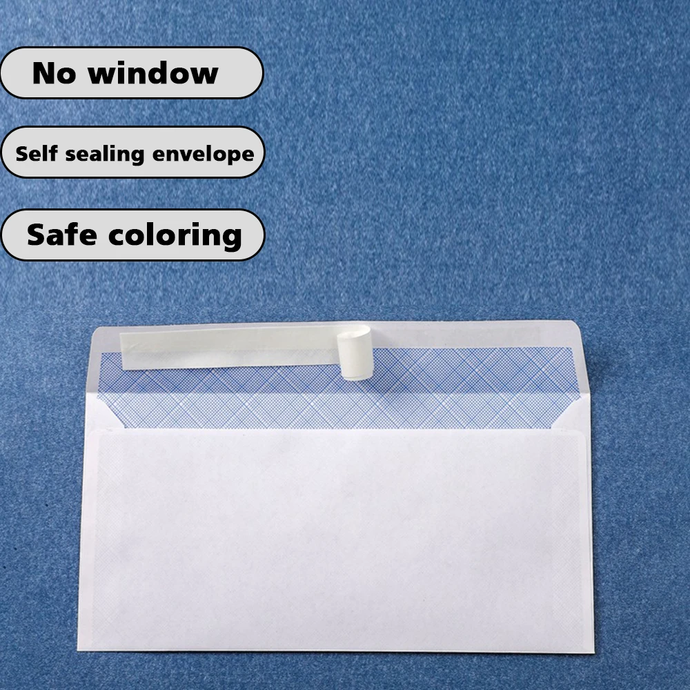 100200/300PCS Windowless white envelope 10 # Secure Business Envelope Can hold A4 paper Bill invoice Self sealing envelope thumbnail 2