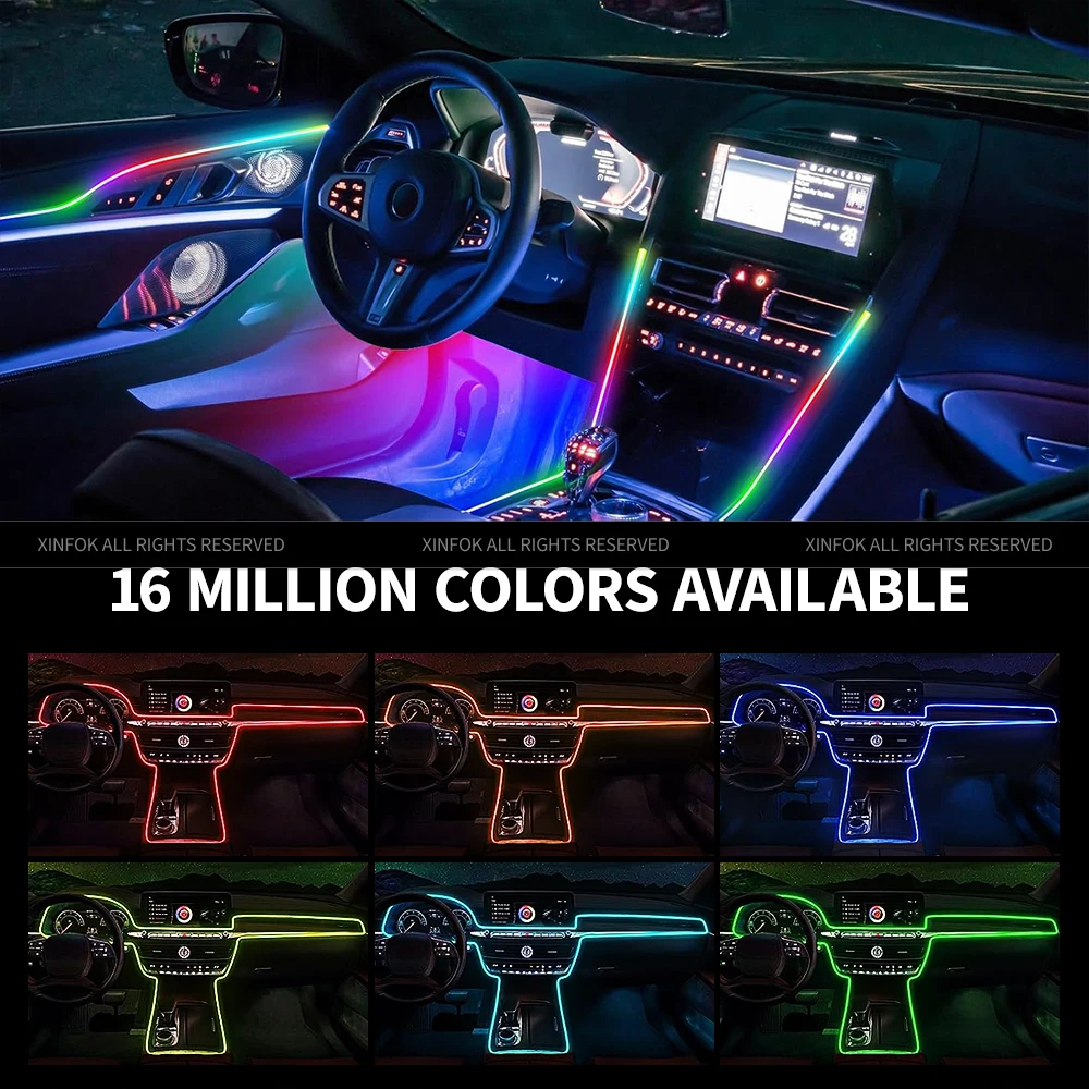 110cm  APP Control Car Ambient Lights LED Interior RGB Symphony Atmosphere Light  Acrylic Strips Dashboard Decoration Sunroof thumbnail 5