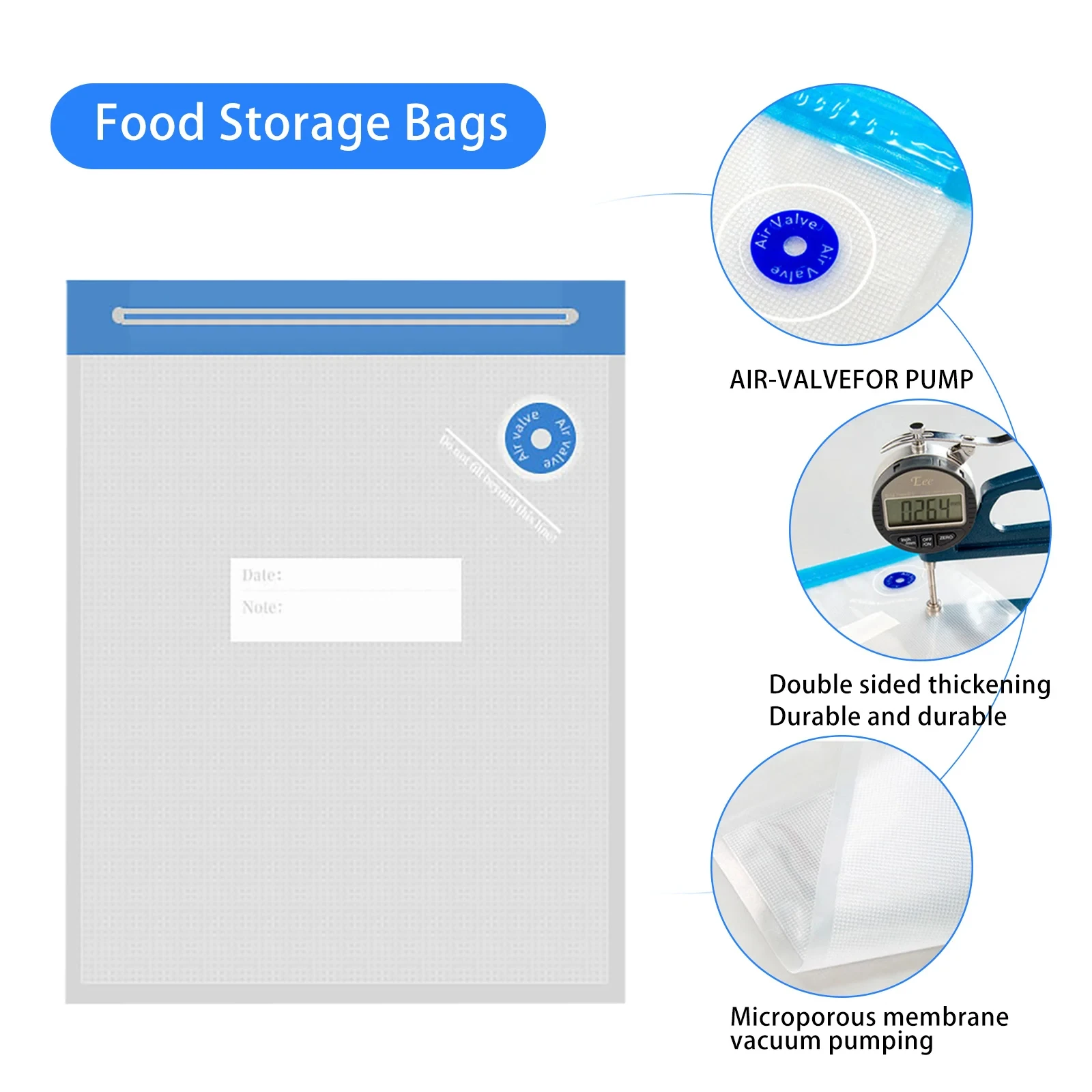 20/10pcs Vacuum Sealed Food Bags Household Food Vacuum Compression Bags Reusable Snacks Food Storage Bag Kitchen Accessories thumbnail 6