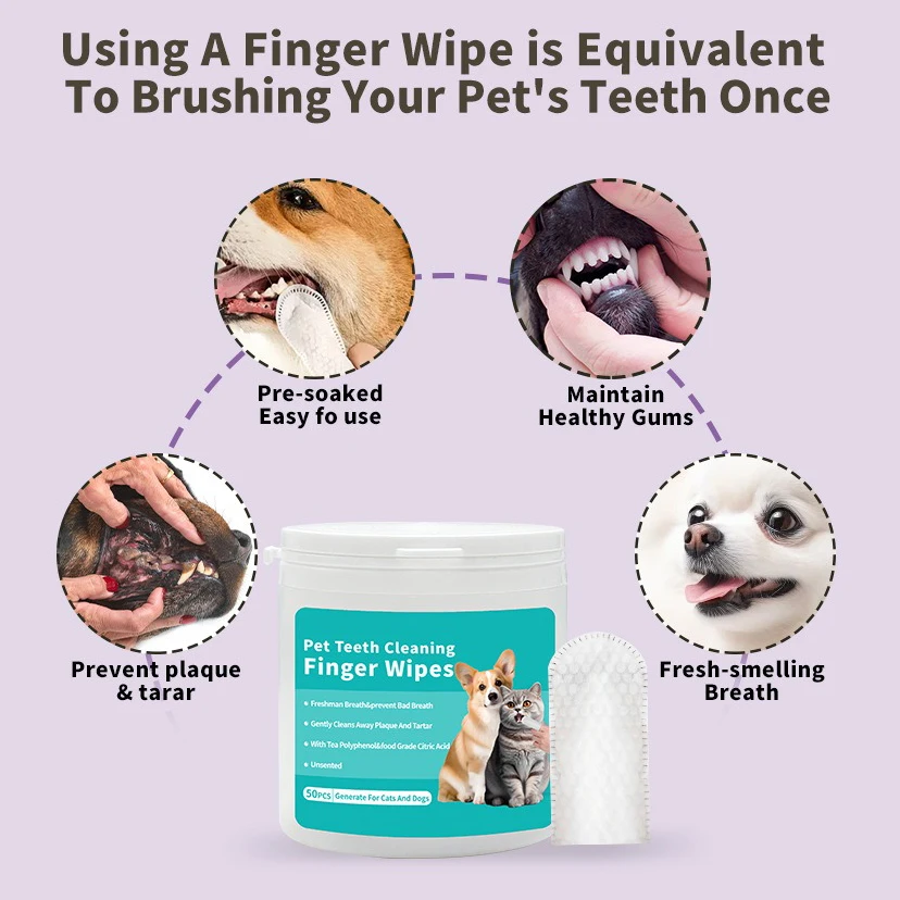 Pet cleaning products Disposable finger toothbrush Pet teeth cleaning finger covers wet wipes  Dog and cat oral cleaning thumbnail 4