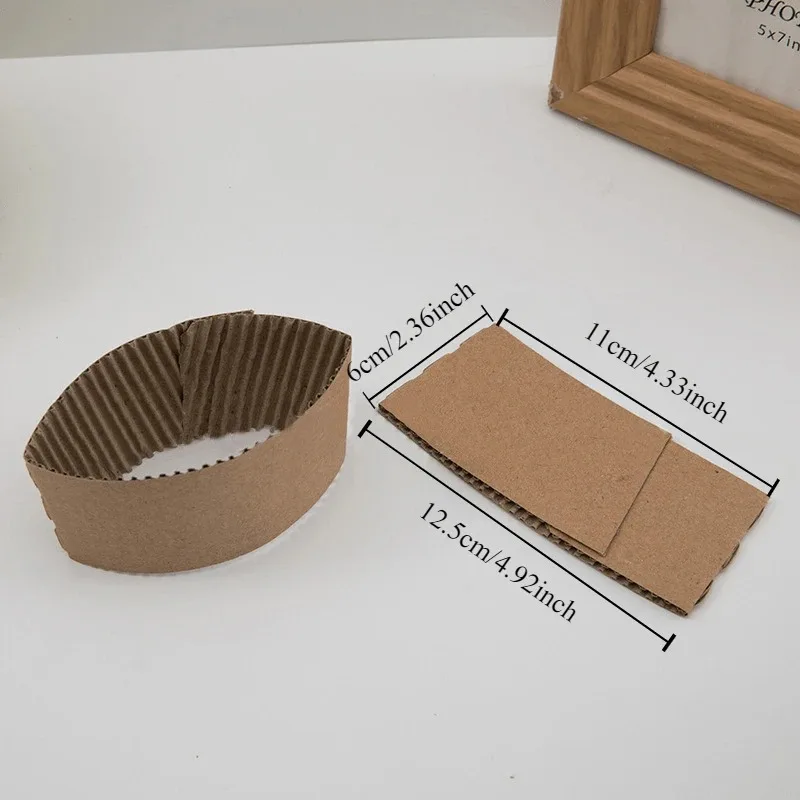 50PCS Disposable Cup Covers Kraft Paper Cup Covers Thermal Insulation Pads Hot Cold Drinks Home Party Restaurants Coffee Shops thumbnail 2