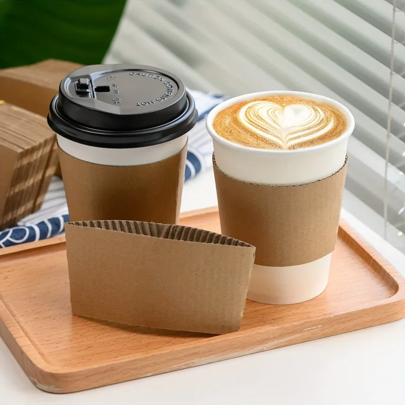 50PCS Disposable Cup Covers Kraft Paper Cup Covers Thermal Insulation Pads Hot Cold Drinks Home Party Restaurants Coffee Shops thumbnail 4