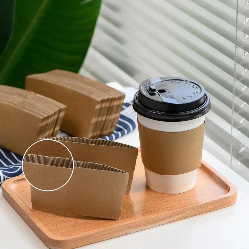 50PCS Disposable Cup Covers Kraft Paper Cup Covers Thermal Insulation Pads Hot Cold Drinks Home Party Restaurants Coffee Shops thumbnail 5