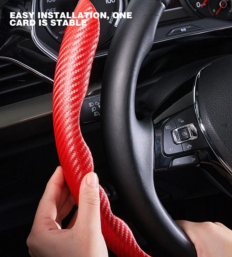 Universal Non-Slip Carbon Fiber Car Steering Cover Steering Wheel Booster Cover for Car Anti-skid Accessories thumbnail 3