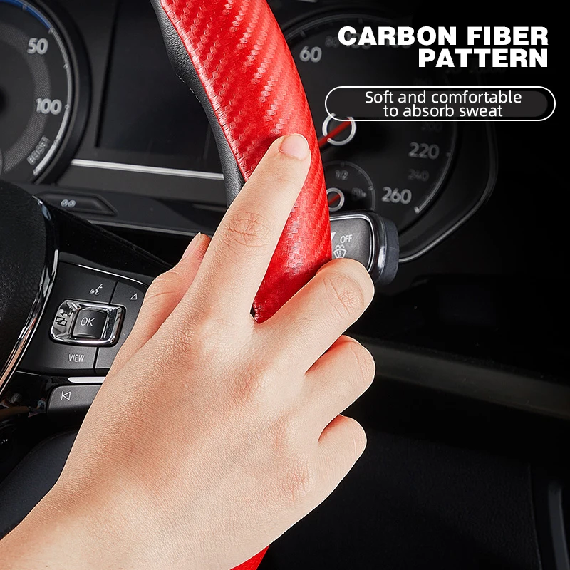 Universal Non-Slip Carbon Fiber Car Steering Cover Steering Wheel Booster Cover for Car Anti-skid Accessories thumbnail 5