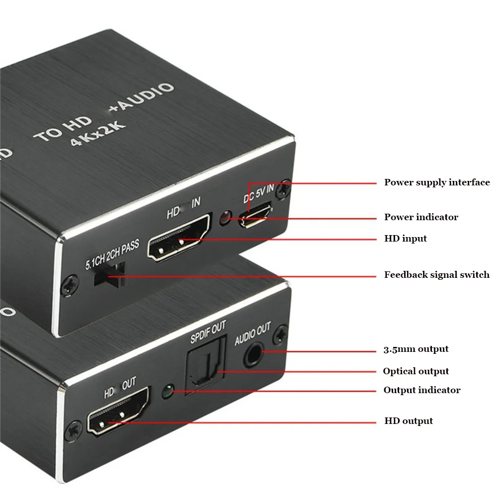 HDMI-Compatible Audio Extractor Stereo Audio Converter 3.5mm 4k X 2k Audio Splitter Adapter For PS4 TV DVD Home Theater thumbnail 4