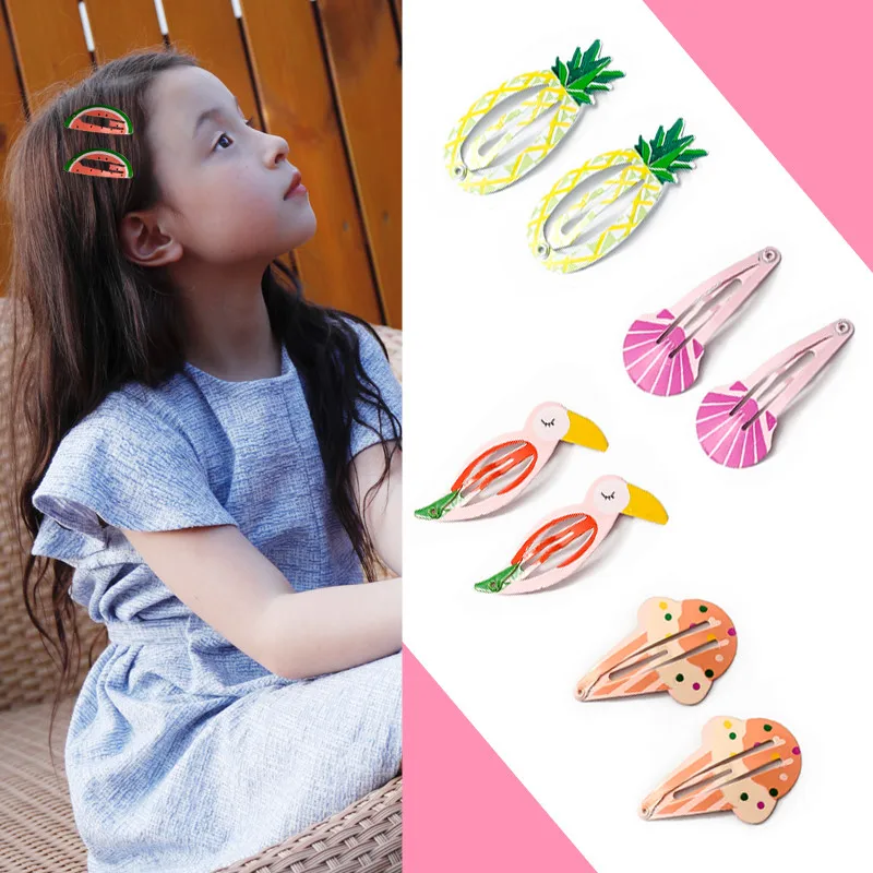 20Pcs Cute Cartoon Animal Fruit Hair Clip For Baby Girls Hair Accessories Sweet Rainbow Butterfly Hairpins Children Hairclips thumbnail 2