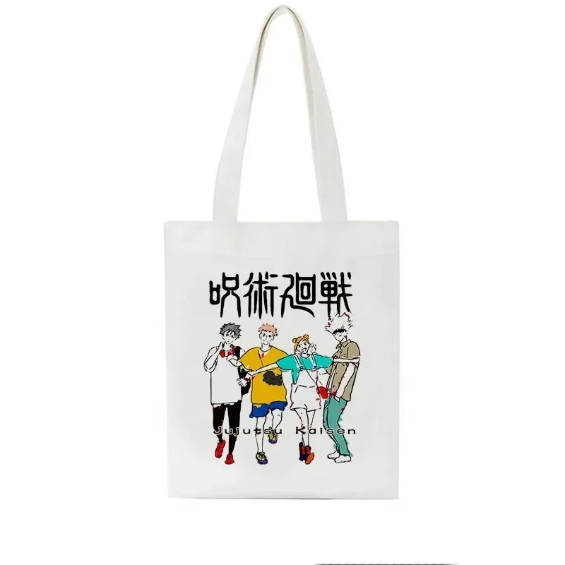 Women Bag Jujutsu Kaisen Canvas Bag Japanese Anime Women Shoulder Bag Ins Harajuku Large Capacity Vintage Cartoon Shopper Bags thumbnail 6