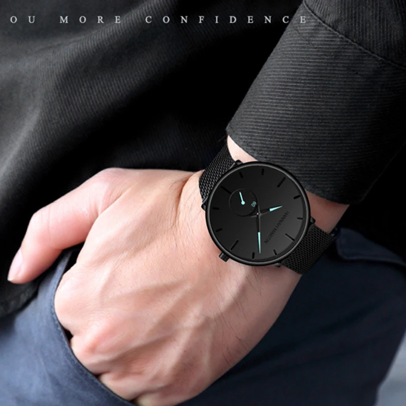 Dropship Fashion Simple Design Waterproof Stainless Steel Mesh Small Dial Men Watches Top Brand Luxury Quartz Relogio Masculino thumbnail 4
