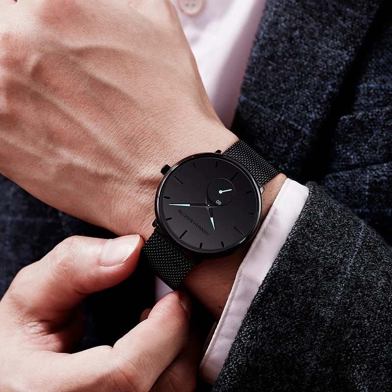 Dropship Fashion Simple Design Waterproof Stainless Steel Mesh Small Dial Men Watches Top Brand Luxury Quartz Relogio Masculino thumbnail 5