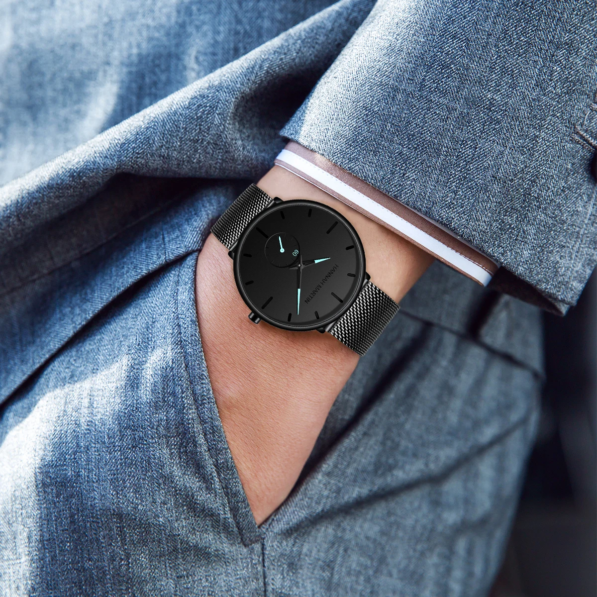 Dropship Fashion Simple Design Waterproof Stainless Steel Mesh Small Dial Men Watches Top Brand Luxury Quartz Relogio Masculino thumbnail 6