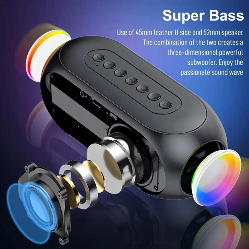 Alarm Clock Radio FM Bluetooth Speaker Portable Subwoofer Caixa De Som Sound Box Music Wireless Mini Woofers Bocina Lamp Column thumbnail 3