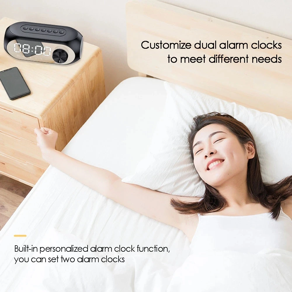 Alarm Clock Radio FM Bluetooth Speaker Portable Subwoofer Caixa De Som Sound Box Music Wireless Mini Woofers Bocina Lamp Column thumbnail 4