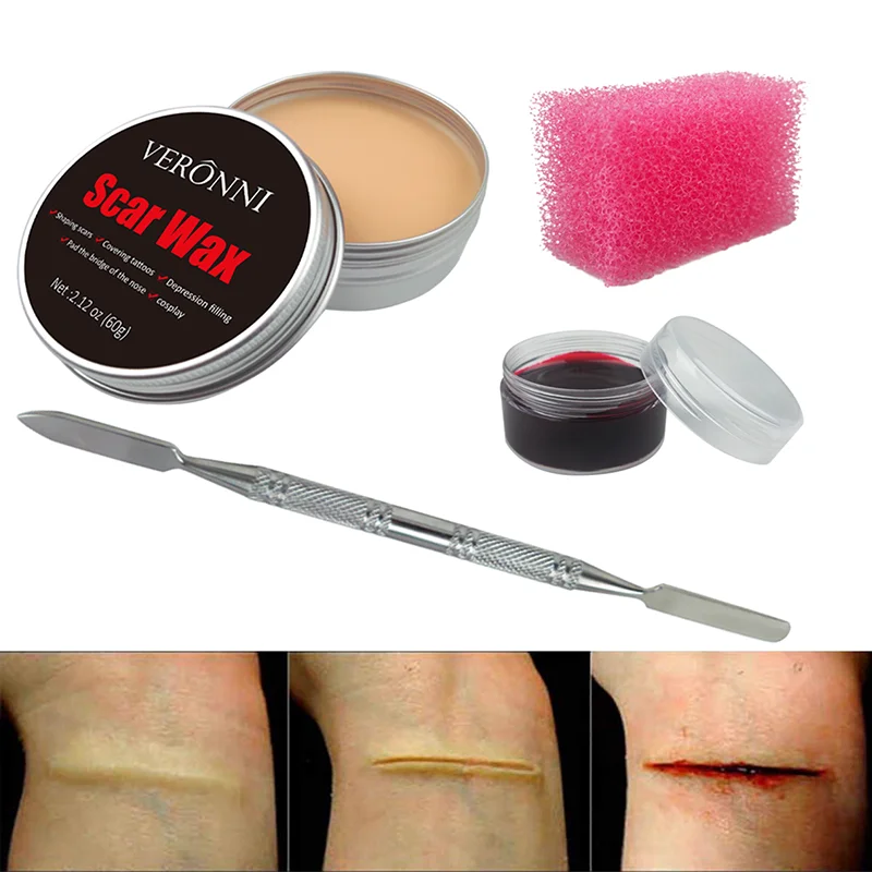 12/20 Colors Face Body Painting Fake Blood ,Halloween Professional Special Effects Makeup Kit with Wound Modeling Scar Wax thumbnail 3