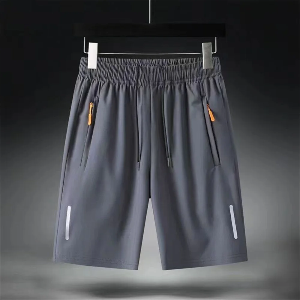 Men's Summer Ultra-thin Ice Silk Beach Casual Shorts Jogging Sport Quick Dry Male Zipper Loose Gym Sports Short Pants Sweatpant thumbnail 5
