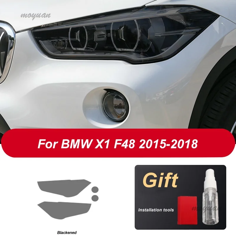 2 Pcs Car Headlight Protective Film Headlamp Transparent Black TPU Precut Sticker For BMW X1 F48 2015-Present 2020 Accessories