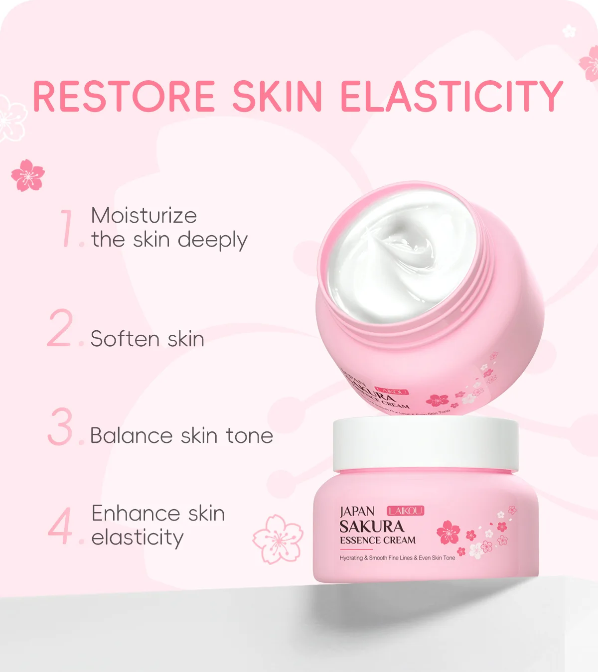 LAIKOU Sakura Hydrating Cream Moisturizer Whitening Nourishing Oil Control Moisturizing Repairing Deep Hydration Winter Skincare thumbnail 4