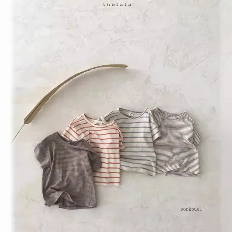 Children Girls Sports Shirt Cotton Tops Baby Boy Stripe Shirt Summer Casual Short Bat Sleeve Kids Shirt for Boys Clothing thumbnail 3