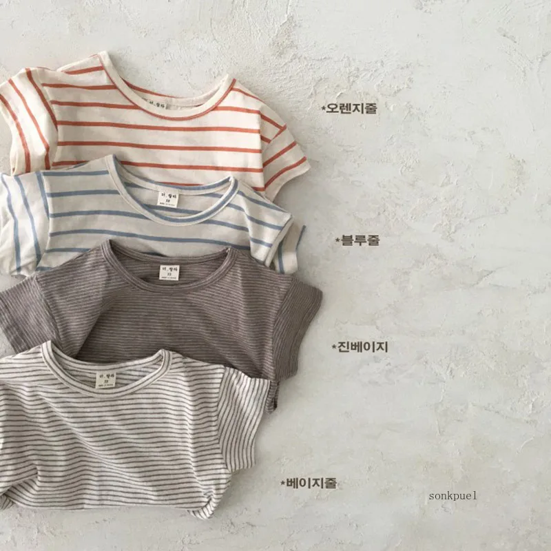 Children Girls Sports Shirt Cotton Tops Baby Boy Stripe Shirt Summer Casual Short Bat Sleeve Kids Shirt for Boys Clothing thumbnail 2