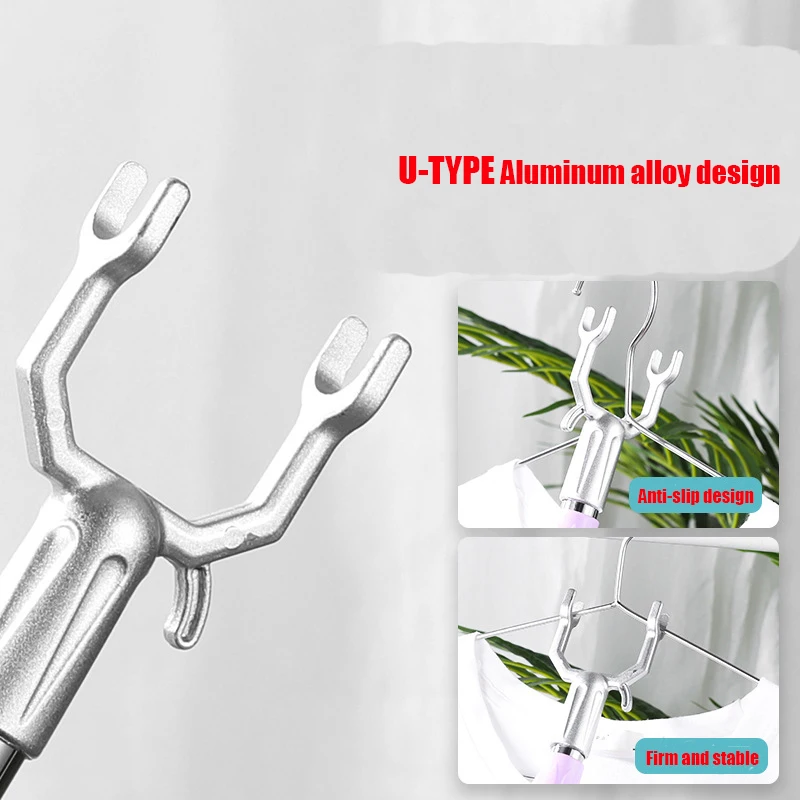 Multifunctional Telescopic Clothes Underwear Socks Fork Closet Rod Hook Reach Drying Bathroom Stick Extendable Garment Hanger thumbnail 2