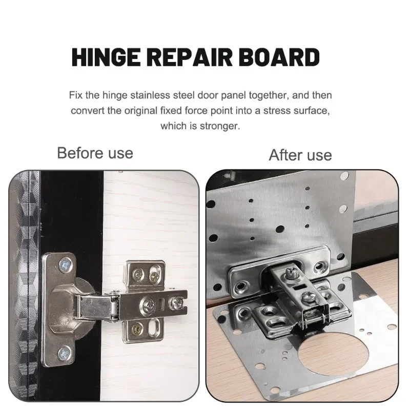 2/10Sets Hinge Repair Plate Kitchen Cabinet Door Hinges Mounting Plate with Screw Flat Fixing Brackets Furniture Hardware Tools thumbnail 4