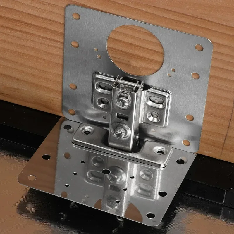 2/10Sets Hinge Repair Plate Kitchen Cabinet Door Hinges Mounting Plate with Screw Flat Fixing Brackets Furniture Hardware Tools thumbnail 2