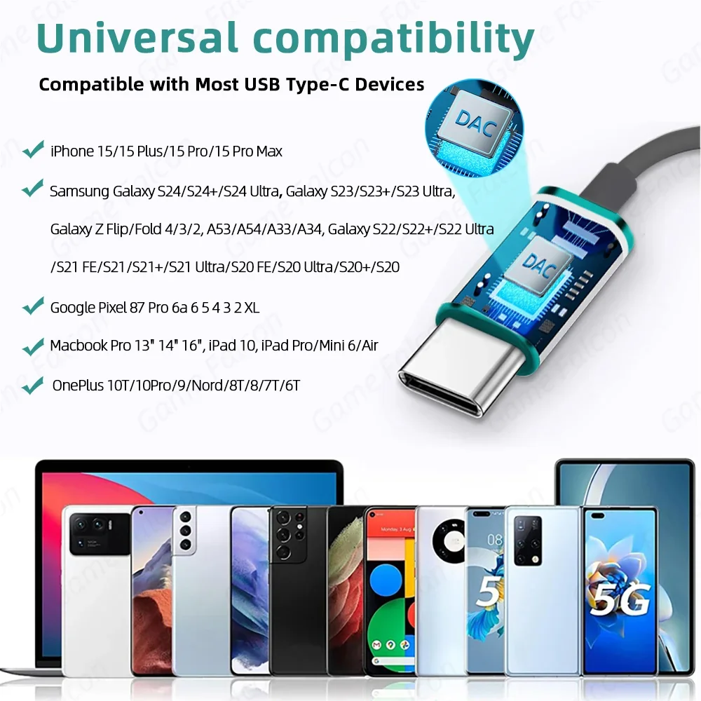 USB Type C Headphone HiFi Bass Stereo Volume Control Mic 3.5mm Wired Earbuds For Galaxy S24 S23 S22 S21 Ultra iPhone 15 Pro Max thumbnail 6