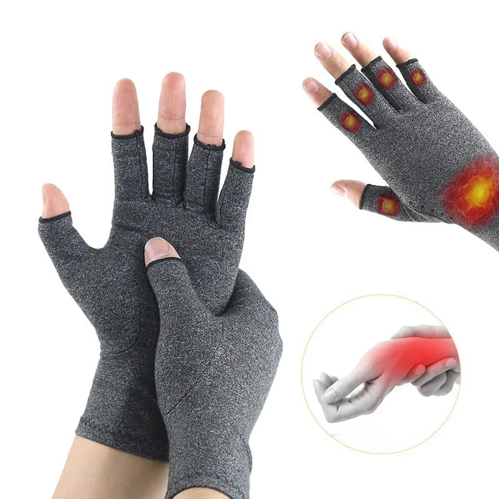 Compression Arthritis Gloves Wrist Support Therapy Wristband Half Finger Compression Gloves Joint Pain Relief Cycling Gloves thumbnail 2