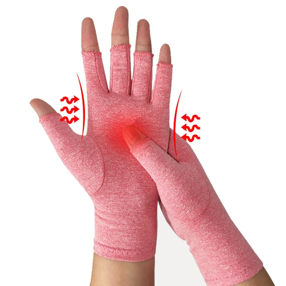 Compression Arthritis Gloves Wrist Support Therapy Wristband Half Finger Compression Gloves Joint Pain Relief Cycling Gloves thumbnail 4