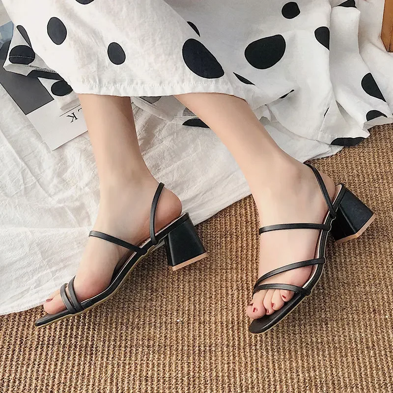 Women High Heel Sandals Summer Casual Female Shoes Woman Square Heel Open Toe Ankle Strap Ladies Sandalias Wedge Shoe 2022 New thumbnail 3