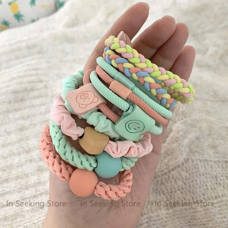 10pcs Girls Women Scrunchies Hair Tie Elastic Rubber Hairband Colorful Kids Hair Accessory Rope Ring Gum Rims Headwear thumbnail 3