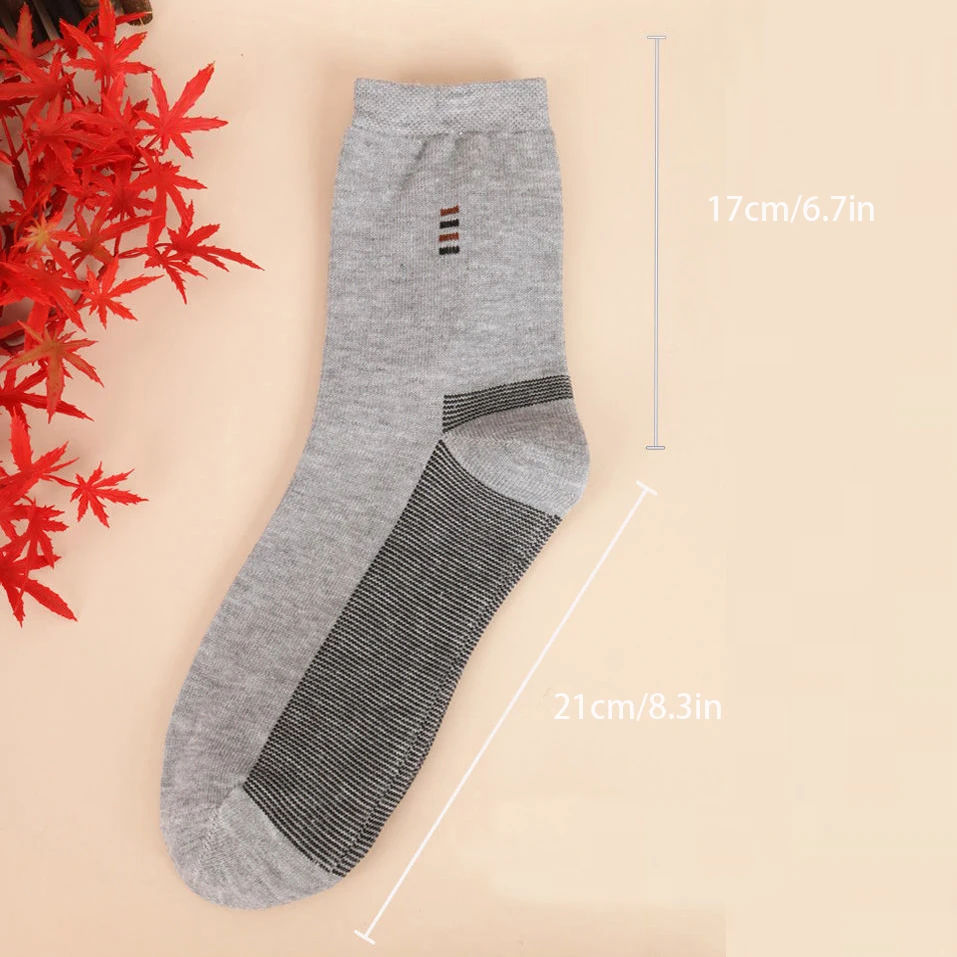 5 Pairs Men's Long Socks Soft Comfortable Wear-resistant Sturdy Casual Simple Fashion Black Large Szie Mid-calf Socks thumbnail 6