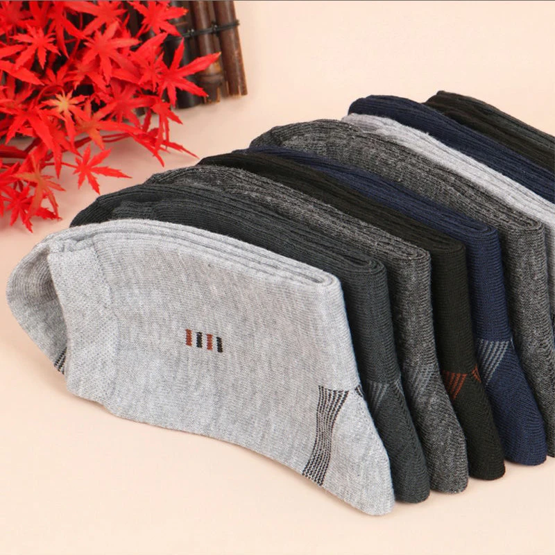 5 Pairs Men's Long Socks Soft Comfortable Wear-resistant Sturdy Casual Simple Fashion Black Large Szie Mid-calf Socks thumbnail 5