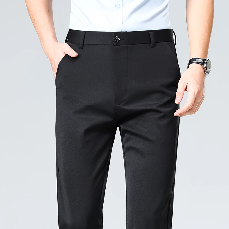 Plus Size Trousers Men Business Suit Pants Stretch Formal Dress Pants Big Man Classic Black Trousers thumbnail 5