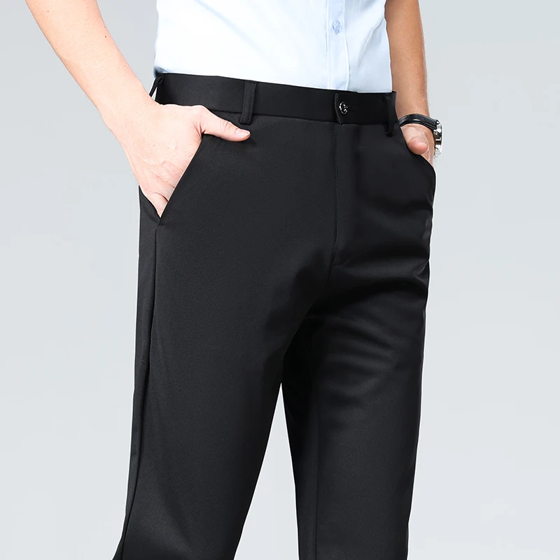 Plus Size Trousers Men Business Suit Pants Stretch Formal Dress Pants Big Man Classic Black Trousers thumbnail 6