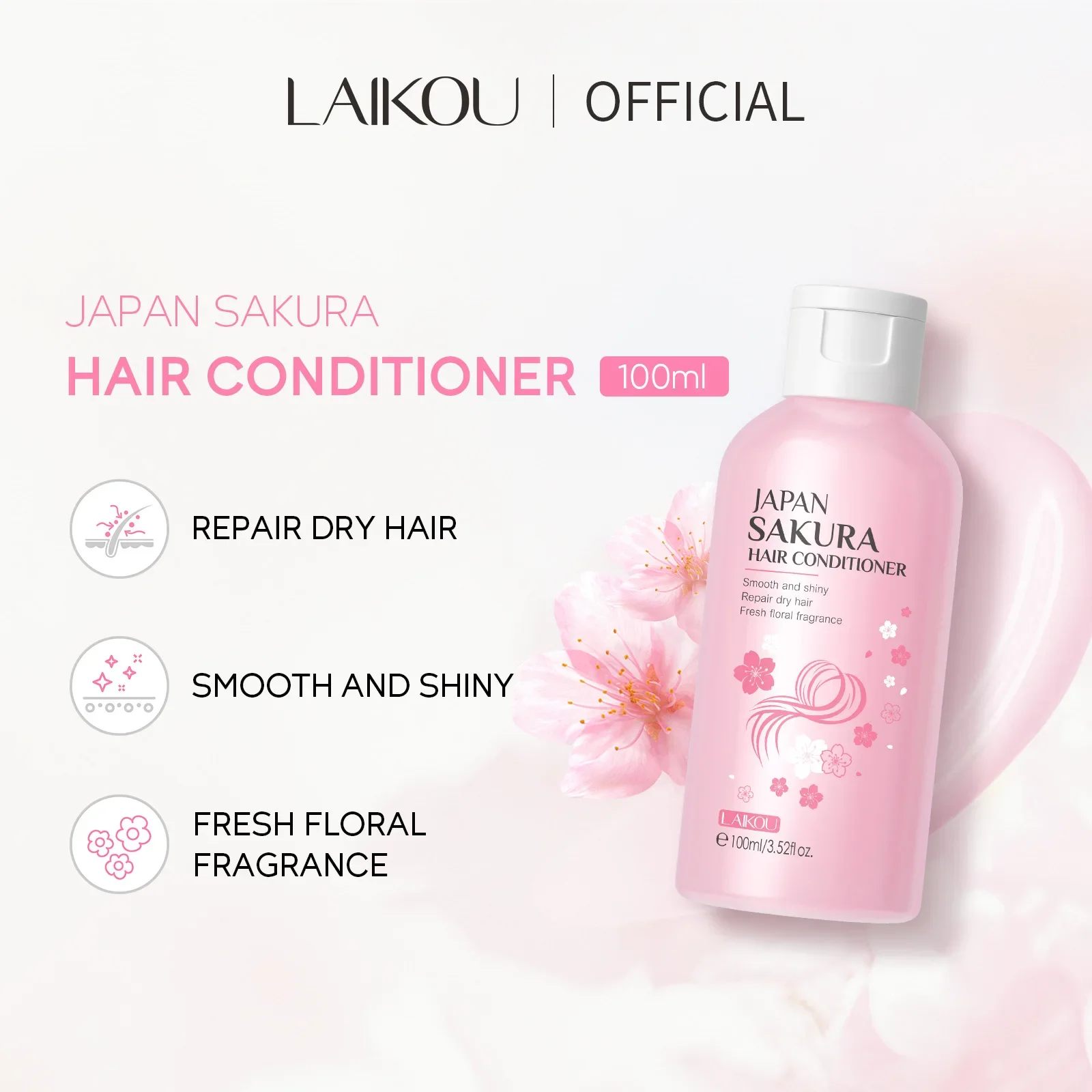 LAIKOU Japan Sakura Shampoo or Hair Conditioner Complex Oil Hair Care Repair Damaged Hair Repair Serum Oil Anti Hairs Loss thumbnail 2
