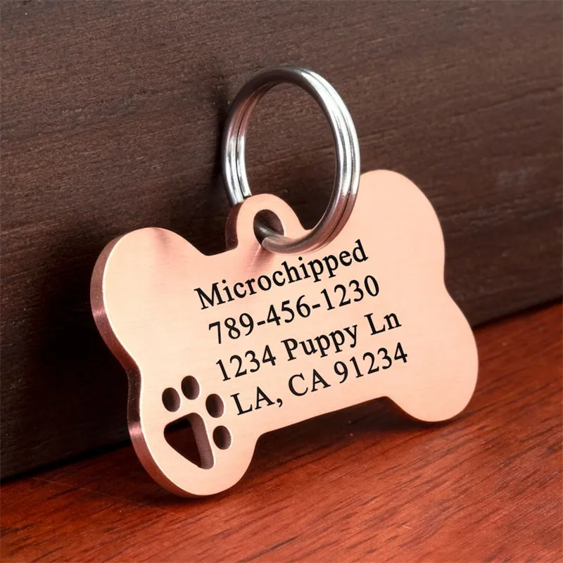 Stainless steel Personalized Engraving Anti-lost Dog ID Tag Customized Pet Name Puppy Collar Dog Cat Bone Tags Pet Supplies thumbnail 3