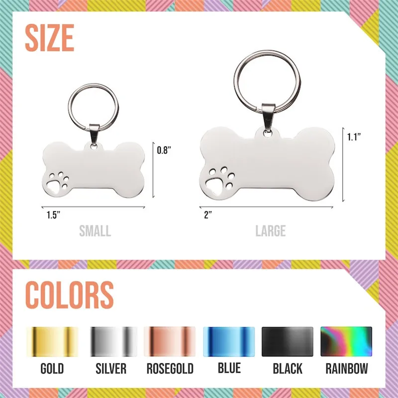 Stainless steel Personalized Engraving Anti-lost Dog ID Tag Customized Pet Name Puppy Collar Dog Cat Bone Tags Pet Supplies thumbnail 6