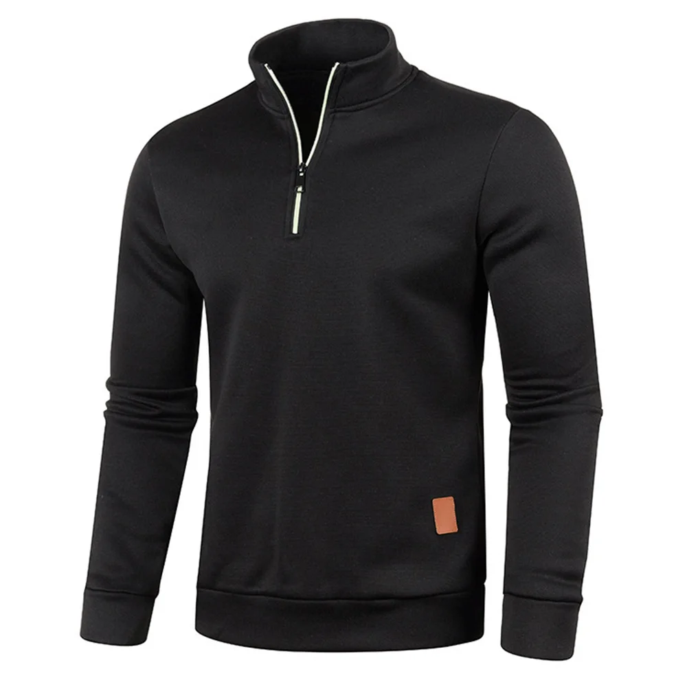 Men's Collar Half zipper Sweatshirts Spring Autumn Casual Pullover for Male Sweat Outdoor Turtleneck Coats Solid Sports Clothing thumbnail 4